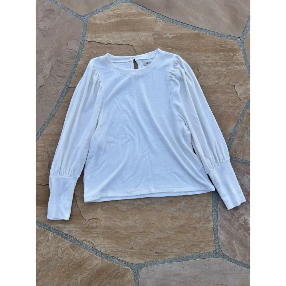 Madewell Brushed Puff Sleeve Top Woman Size Large CR